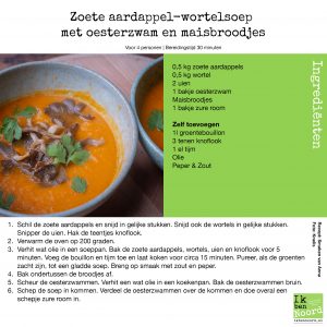 Zoete Aardappelwortelsoep Met Oesterzwam En Maisbroodjes